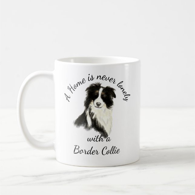 Vattenfärgsdjur Gräns Collie Hund Pet Animal Kaffemugg (Vänster)