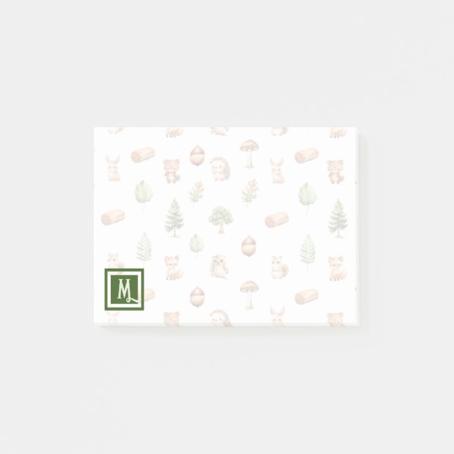 Vattenfärgsdjur i cute Forest Animals Post-it Block (Framsida)