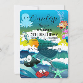 Vattenfärgsdjur i Födelsedagsfest inbjudan
