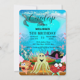 Vattenfärgsdjur i Födelsedagsfest inbjudan