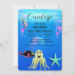 Vattenfärgsdjur i Födelsedagsfest inbjudan