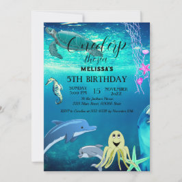 Vattenfärgsdjur i Födelsedagsfest inbjudan