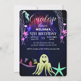 Vattenfärgsdjur i Födelsedagsfest inbjudan