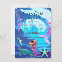 Vattenfärgsdjur i Födelsedagsfest inbjudan