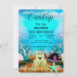 Vattenfärgsdjur i Födelsedagsfest inbjudan