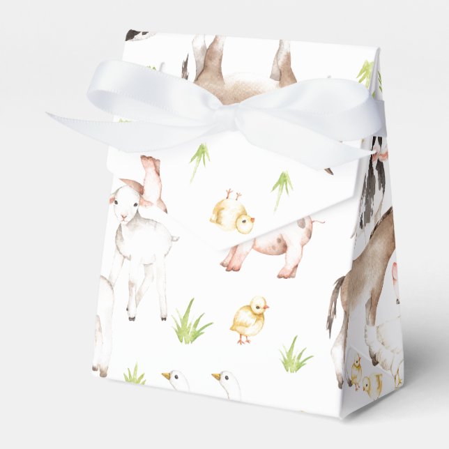 Vattenfärgsdjur i hand plockade på jordbruksföreta presentaskar (Framsidan Sidan)