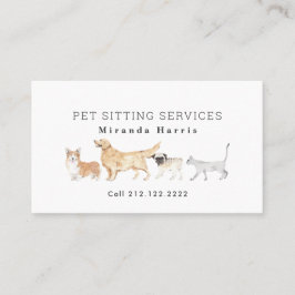 Vattenfärgsdjur Pet Sitter Dog Walker Visitkort