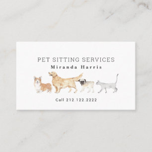 Vattenfärgsdjur Pet Sitter Dog Walker Visitkort