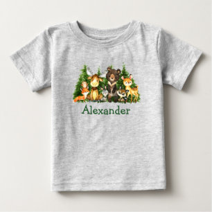 Vattenfärgsdjur Skogsdjur Träd T Shirt