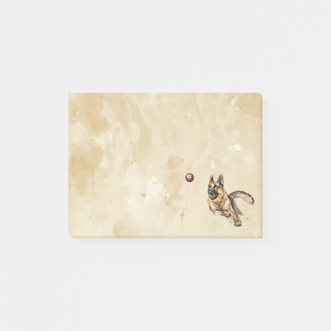 Vattenfärgsdjur (Tyska Shepherd hund) Post-it Block (Framsida)