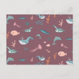 Vattenfärgsdjur vid  Rosan Mönster Helg Vykort