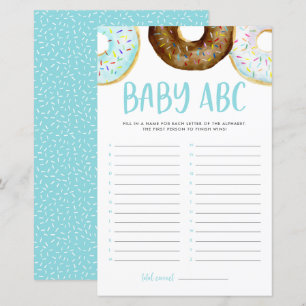 Vattenfärgsdonuts Baby ABC Baby Shower Game