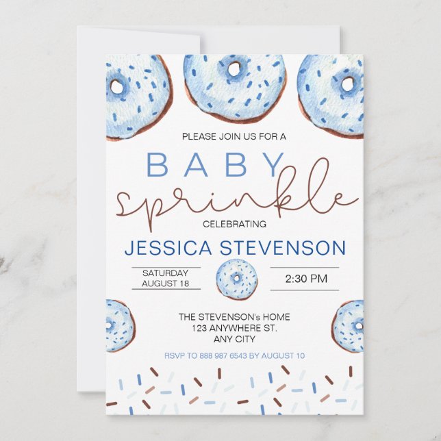 Vattenfärgsdonuts Baby Sprinkle Shower Inbjudningar (Framsida)
