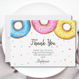 Vattenfärgsdonuts Babyskugga Tack Kort