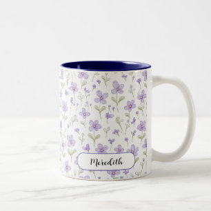 Vattenfärgsdoodle Lila Violets Coffee Två-Tonad Mugg