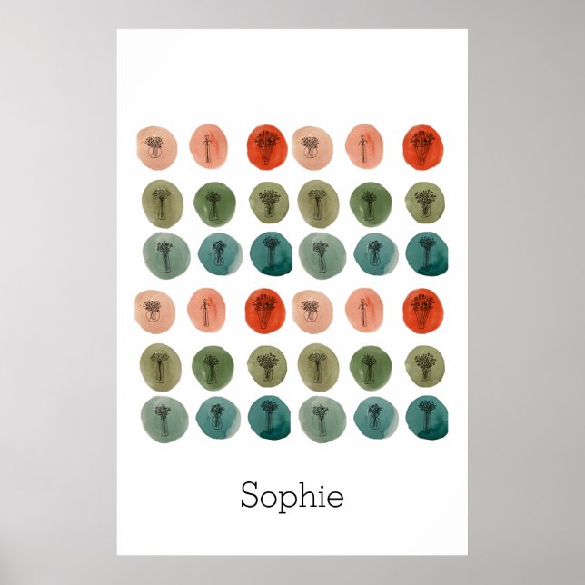 Vattenfärgsdoodle Mönster Poster (Framsidan)