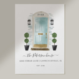 Vattenfärgsdörr i hemmet för Aqua Watercolor Dor Poster