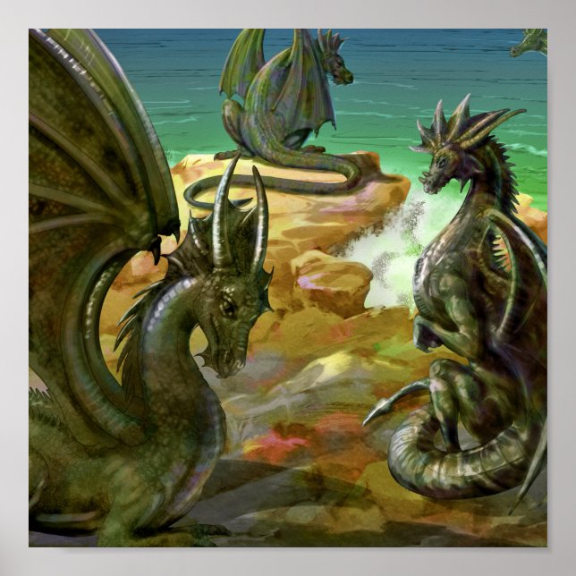 VattenfärgsDragons Fantasy Art Poster (Framsidan)