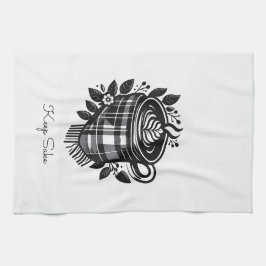 Vattenfärgsdryck Jordhuslatte Kaffe Kökshandduk