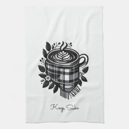 Vattenfärgsdryck Jordhuslatte Kaffe Kökshandduk