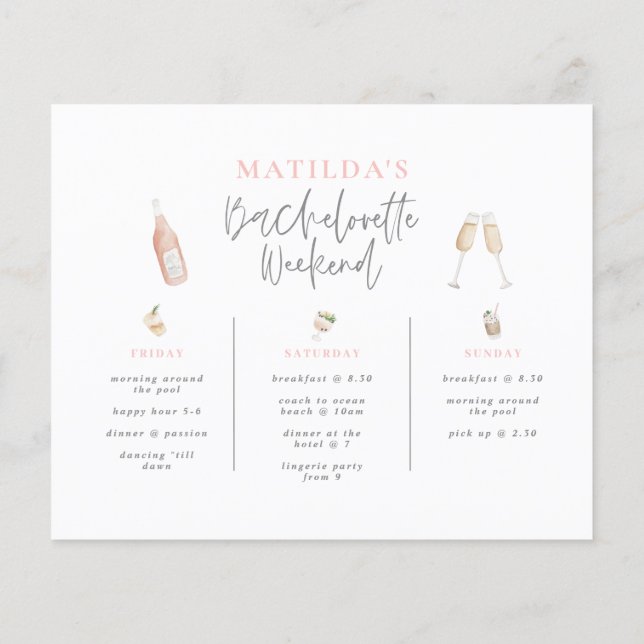 vattenfärgsdryck rosa girly bachelorette-resväg (Baksida)