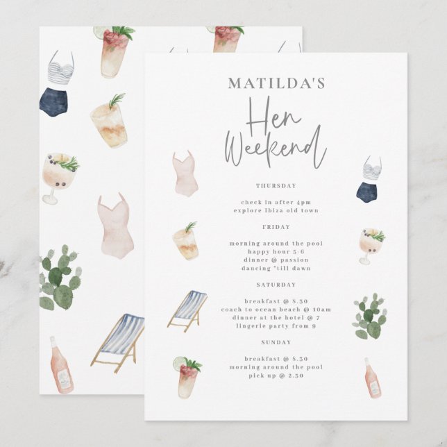 Vattenfärgsdrycker Hen helg-rutt (Fram/baksida)