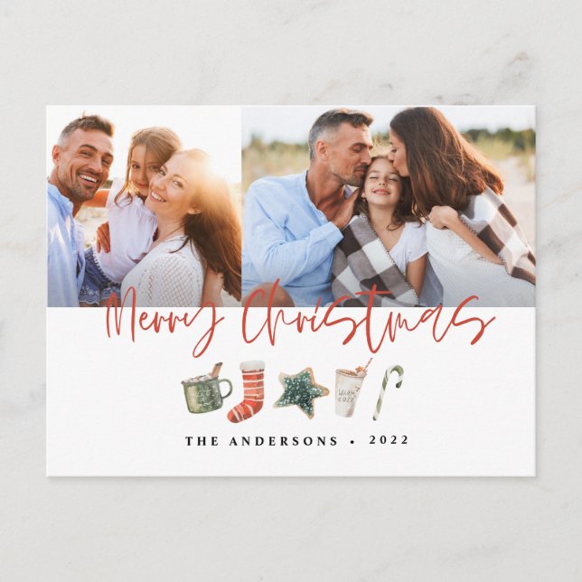 Vattenfärgsdrycker i julkaka candy cane Holi Helg Vykort (Framsida)