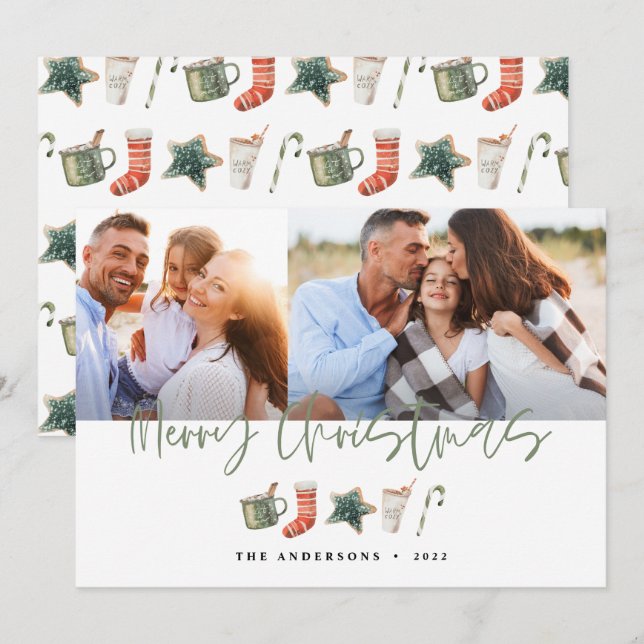 Vattenfärgsdrycker i julkaka candy cane Holi Julkort (Fram/baksida)