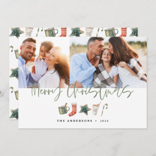 Vattenfärgsdrycker i julkaka candy cane Holi Julkort