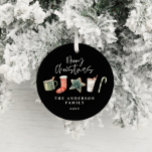 Vattenfärgsdrycker i julkaka candy cane julgransprydnad keramik<br><div class="desc">En roligt-design med vinter-favoriter med vattenfärg - hett choklad,  candy cane,  lagerhållning. God jul i contemporaryns skriptteckensnitt,  perfekt för att fira julhelgen. Det går att redigera ornamenten,  som en del av en samling.</div>