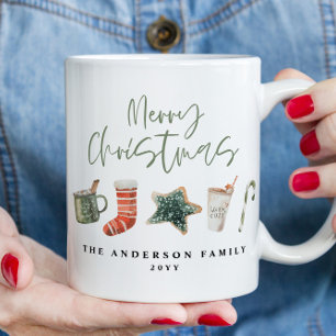 Vattenfärgsdrycker i julkaka candy cane mugg