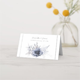 VattenfärgsDusty Blue Bohemian Blommigt Placeringskort