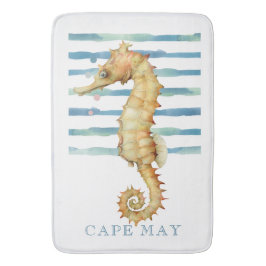 VATTENFÄRGSEAHORSE, BEACH, CAPE FÅR BADRUMSMATTA