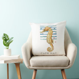 VATTENFÄRGSEAHORSE, BEACH, CAPE FÅR KUDDE