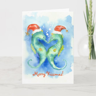 VattenfärgSeahorsejulkort Helgkort