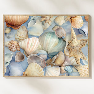 Vattenfärgseashells Mönster Poster