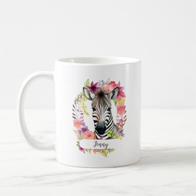 Vattenfärgsebra och Blommigt Wandefrö Mugg (Vänster)