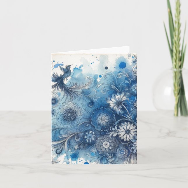 Vattenfärgsefemera Vintage tom Anteckningskort (Framsida)