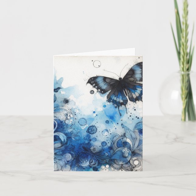 Vattenfärgsefemera Vintage tom Anteckningskort (Framsida)