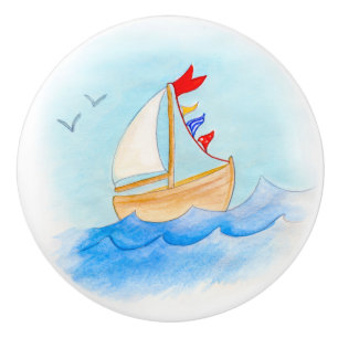 Vattenfärgsegelbåtknopp Knopp