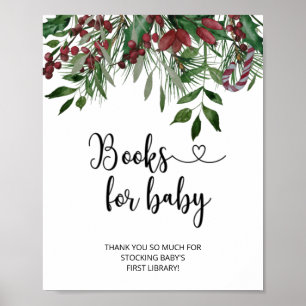 Vattenfärgsegrön blommigt bokar för baby poster