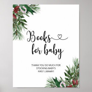 Vattenfärgsegrön blommigt bokar för baby poster