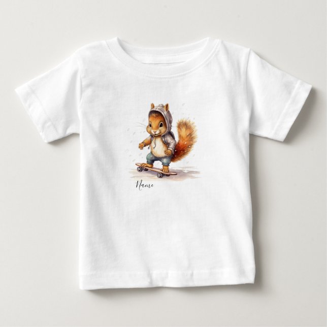 Vattenfärgsekorre Snöpbord T Shirt (Framsida)