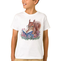 Vattenfärgsekorre som läser Bok