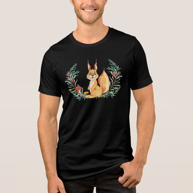 Vattenfärgsekorre T Shirt (Framsida)