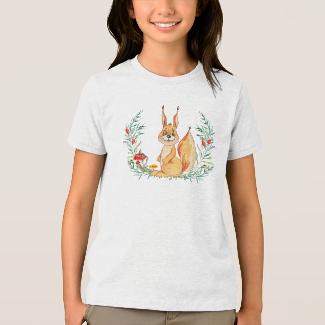 Vattenfärgsekorre T Shirt (Framsida)