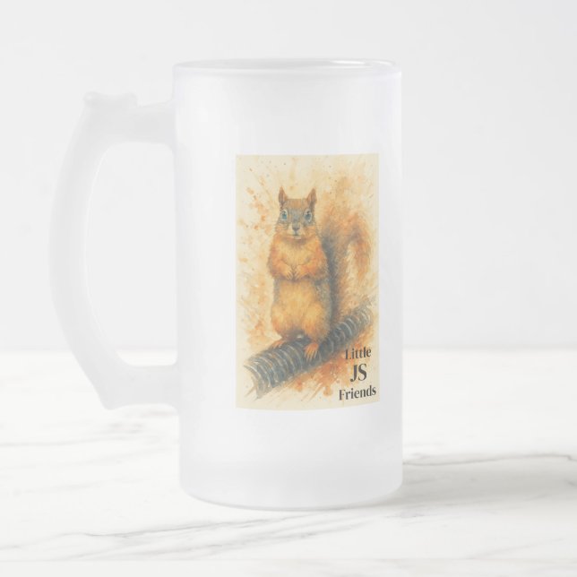 Vattenfärgsekorrmugg – Söt skogspresent Frostat Ölglas (Vänster)