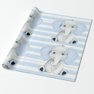 Vattenfärgselefant med blå babystövel av Rand Presentpapper