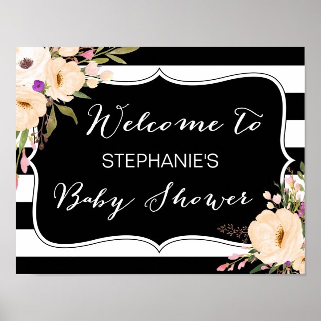 Vattenfärgsemone Blooms Baby Shower Poster (Framsidan)
