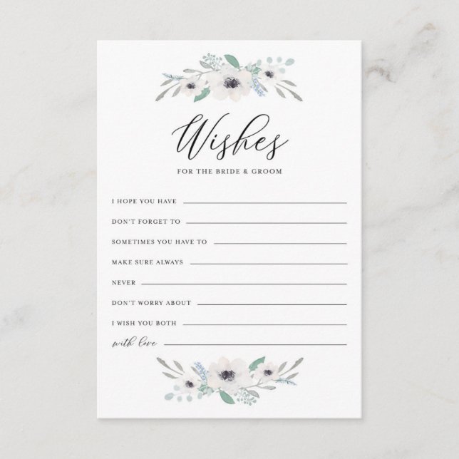 Vattenfärgsemones Önskemål för Bride och Groom Rådkort (Framsida)